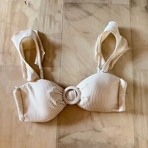 H&M Cream Striped Bikini Top